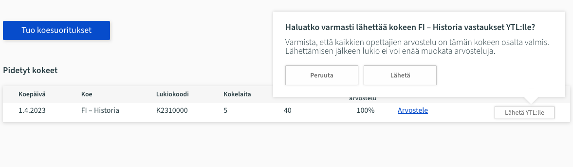 Kuvakaappaus kaikkien kokelaiden pisteiden näkymästä